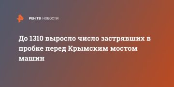 До 1310 выросло число застрявших в пробке перед Крымским мостом машин