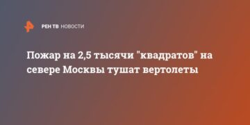 Пожар на 2,5 тысячи «квадратов» на севере Москвы тушат вертолеты