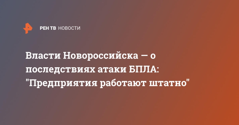 Власти Новороссийска — о последствиях атаки БПЛА: "Предприятия работают штатно"