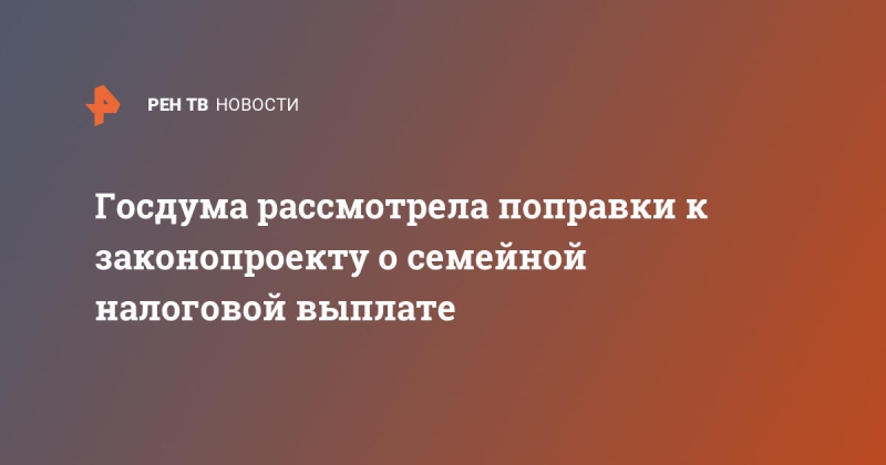 Госдума одобрила поправки к законопроекту о семейной налоговой выплате